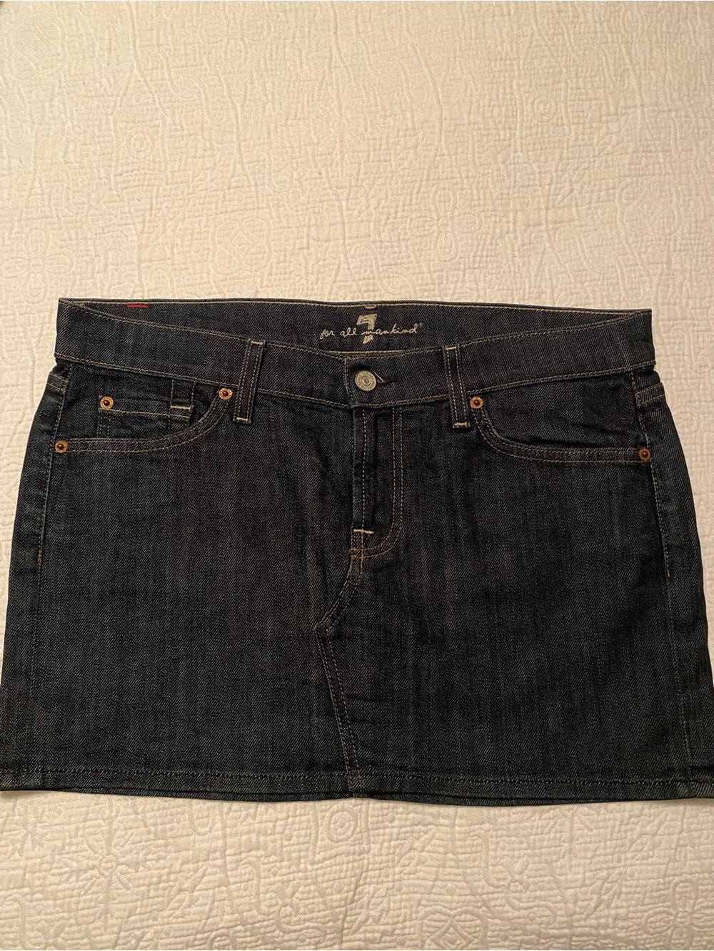 7 For All Mankind Dark Indigo Denim Mini Skirt